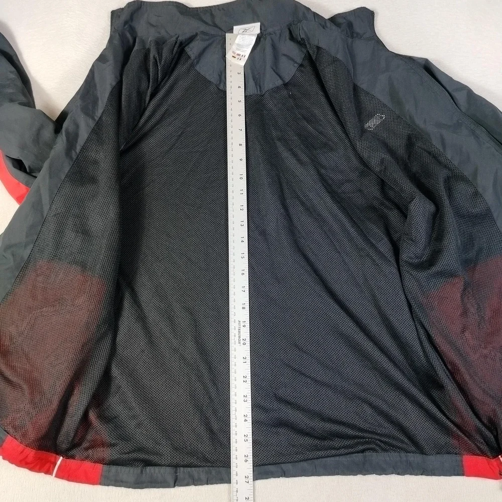 RBK Jacket Mens XL Black Red Colorblock Windbreaker Full Zip Mesh Lined Athletic